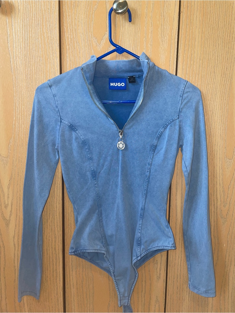 HUGO Denim Half-Zip Long Sleeve Bodysuit